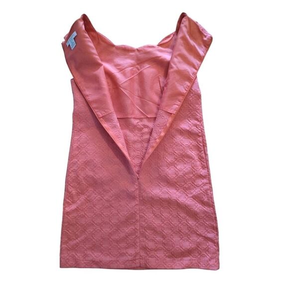 VTG Liz Claiborne Coral Pink Sleeveless Textured Mini Shift Dress Size 4 Petite - Picture 9 of 15